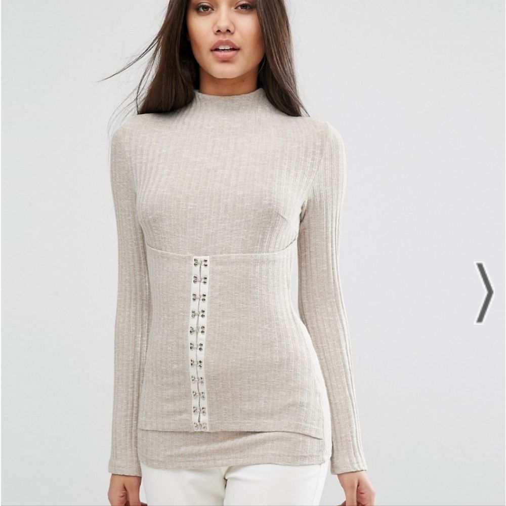 Lavish Alice Corset Ribbed Long Sleeve Shirt Sweater Size XS
